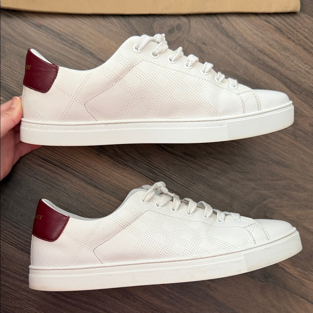 Burberry Men’s White Leather Sneakers - Picture 11 of 12